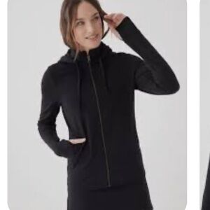 Pact Organic Women's‎ Black Stretch French Terry Snug-Fit Zip Hoodie XS